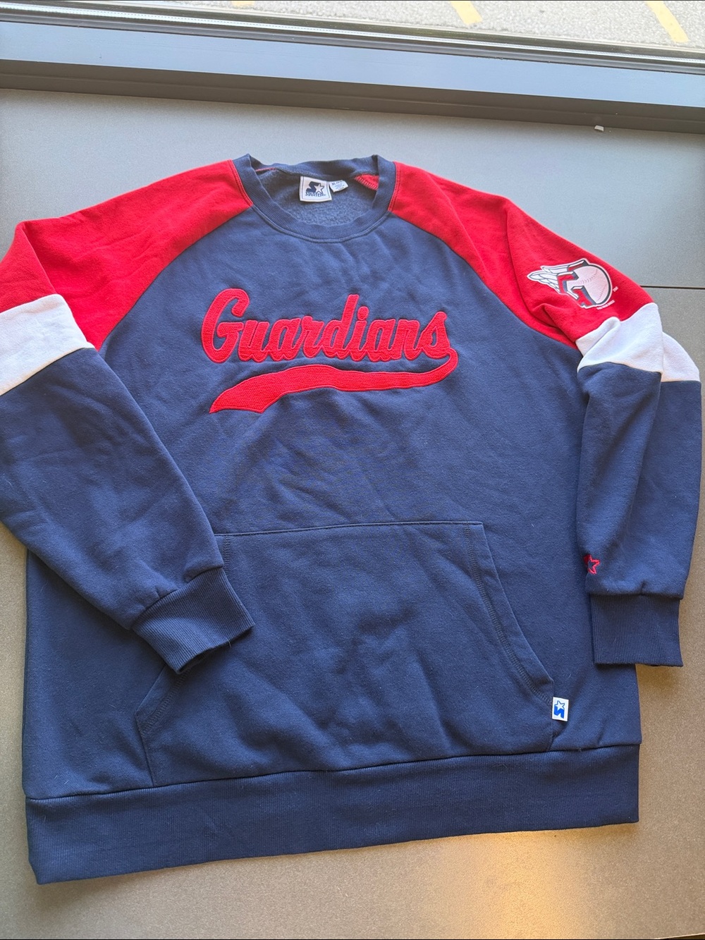 Cleveland Guardians Starter Sweatshirt XL Navy Red Colorblock MLB